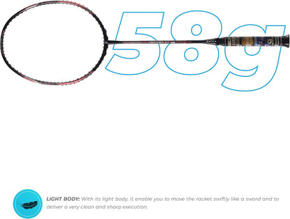 مضرب كرة الريشة Apacs Feather Weight 55 (خفيف الوزن للغاية) غير موتر (أسود برتقالي)