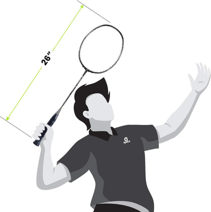 مضرب تنس الريشة APACS Z-Ziggler Lite (33 رطلاً، 76 جرامًا وعمود رفيع 6.2 ملم) غير مشدود (أسود/رمادي فاتح غير لامع)