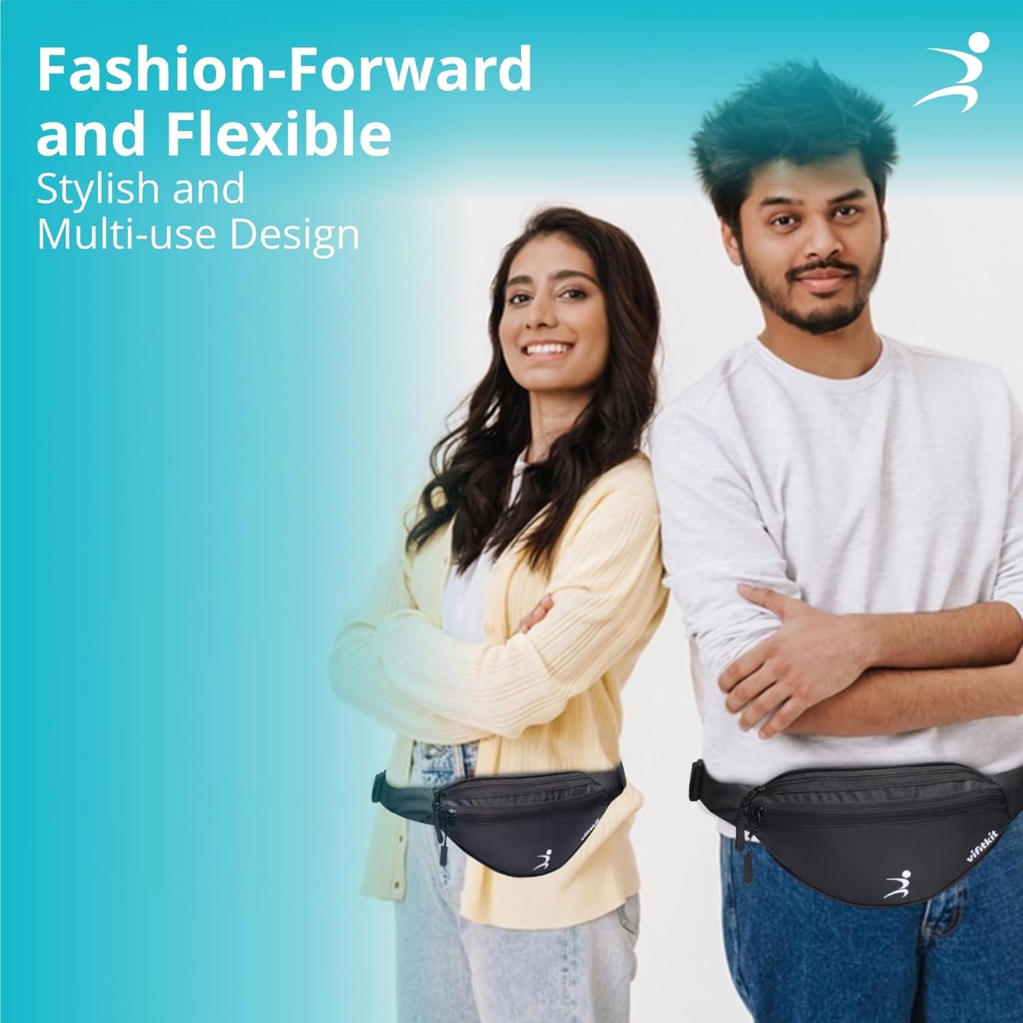 حقيبة خصر Vifitkit للرجال، حقيبة خصر للنساء، حقيبة خصر للرجال، حقيبة خصر للنساء، حقيبة صدر للنساء، حقيبة خصر للرجال، حقيبة خصر للأولاد، حقائب خصر للبنات، حقيبة خصر - أسود