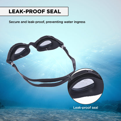 Endless EL1001 Anti-Fog and UV Protection Swimming Goggles | Material: Silicone, Rubber | Attached Earbuds and Adjustable Strap | Soft Silicone Gasket to Prevent Leakage | With Hard Case