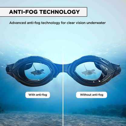 Endless EL1001 Anti-Fog and UV Protection Swimming Goggles | Material: Silicone, Rubber | Attached Earbuds and Adjustable Strap | Soft Silicone Gasket to Prevent Leakage | With Hard Case