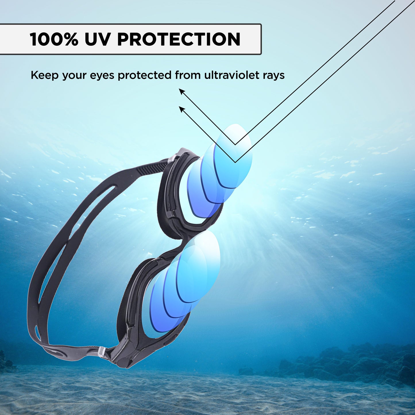 Endless EL1001 Anti-Fog and UV Protection Swimming Goggles | Material: Silicone, Rubber | Attached Earbuds and Adjustable Strap | Soft Silicone Gasket to Prevent Leakage | With Hard Case