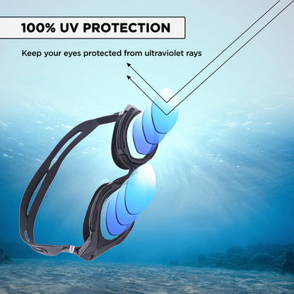 Endless EL1001 Anti-Fog and UV Protection Swimming Goggles | Material: Silicone, Rubber | Attached Earbuds and Adjustable Strap | Soft Silicone Gasket to Prevent Leakage | With Hard Case