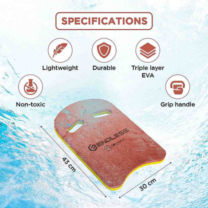 Endless EL1011 Infinity Ergonomic Design Kickboard | Material: Vinyl Acetate Foam | Beginner Swimming Training Float | Floating Pads for Kids and Adults