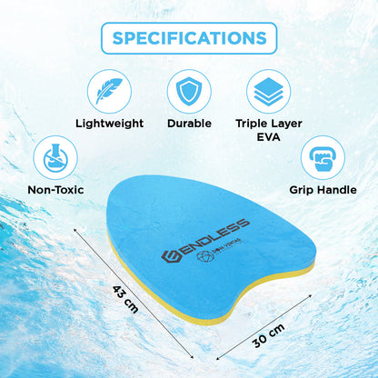 Endless EL1013 Ergonomic Design Kickboard | Material: Vinyl Acetate Foam | Swimming Training Floats for Beginners | Floating Cushions for Kids and Adults