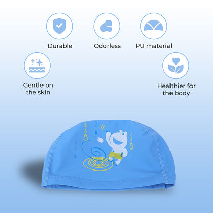 Endless EL1017 Comfortable Polyurethane Swimming Cap | Material: Polyurethane | Flexible Waterproof Swimming Cap for Long and Short Hair with Thick Brim | for Kids