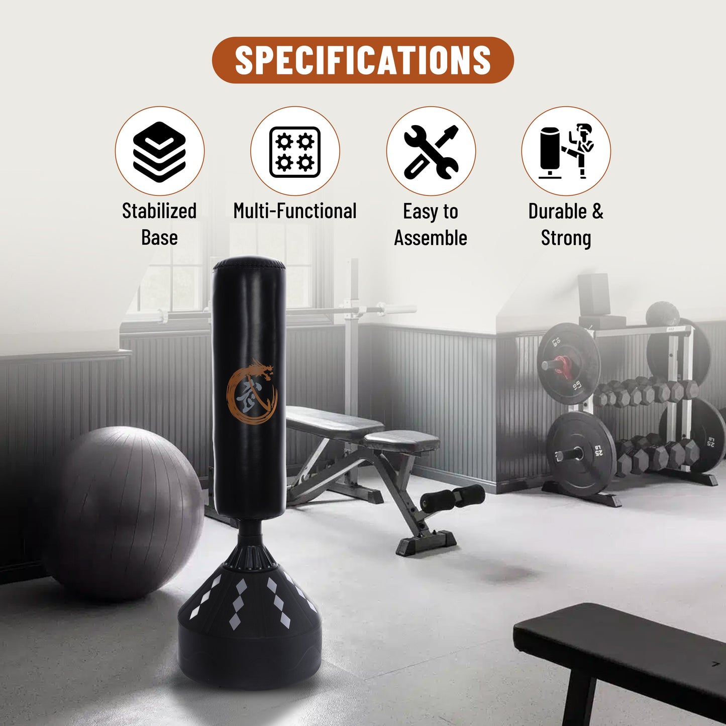 Endless كيس ملاكمة قائم | 6 أقدام | المادة: جلد البولي يوريثان | أكياس ملاكمة كيك بوكسينج لفنون القتال المختلطة، فنون القتال، اللياقة البدنية | معدات ثقيلة | مناسبة للمكتب، صالة الألعاب الرياضية المنزلية | للرجال والنساء