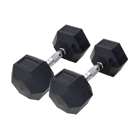 Endless Rubber Coated Hexagon Dumbbell | Material: Iron and Rubber | Perfect for Bodybuilding, Fitness, Weightlifting, Home or Gym Training