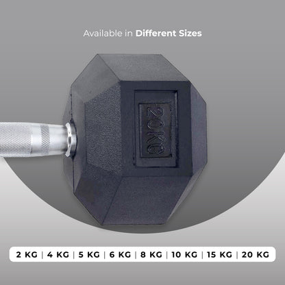 Endless Rubber Coated Hexagon Dumbbell | Material: Iron and Rubber | Perfect for Bodybuilding, Fitness, Weightlifting, Home or Gym Training