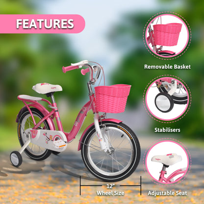 Endless Pink Steel Kids cycle for Girls with Rear Seat, Hand Brake and Basket | Ages 2-3 | 12 Inch Bike with Training Wheels and High Quality Fenders | Kids Bike with 2.125 Inch Wide Tires