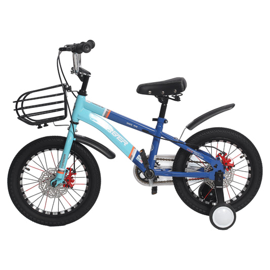 Endless Blue Carbon Steel Kids cycle with Front and Rear Disc Brakes and Basket | Kids cycle Ages 5-8 | 18 Inch cycle with High Quality Training Wheels and Guard | Kids cycle with 2.125 Inch Wide Tires