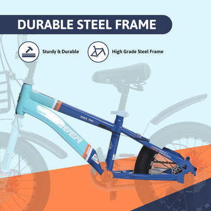 Endless Blue Carbon Steel Kids cycle with Front and Rear Disc Brakes and Basket | Kids cycle Ages 5-8 | 18 Inch cycle with High Quality Training Wheels and Guard | Kids cycle with 2.125 Inch Wide Tires
