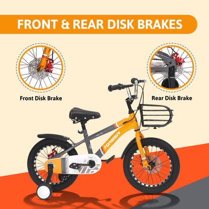 Endless Infinity Carbon Steel Kids cycle with Front and Rear Disc Brakes and Basket | Kids Bike Ages 4-7 | 16" cycle with Training Wheels and Premium Fenders | Kids cycle with 2.125" Wide Tires