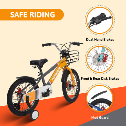 Endless Infinity Carbon Steel Kids cycle with Front and Rear Disc Brakes and Basket | Kids Bike Ages 4-7 | 16" cycle with Training Wheels and Premium Fenders | Kids cycle with 2.125" Wide Tires