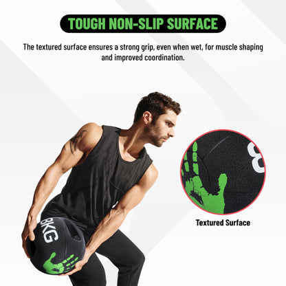 Endless Infinity Double Handle Medicine Ball | Black | Rubber | Core Strengthening, Fitness, Cardio, Home and Gym Workouts | For Men and Women