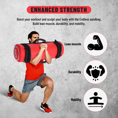 Endless Premium Power Bag with Multi-Position Handles and Zipper | Sand and Leather | for Weight Training, Yoga, Heavy Duty Training, and Gym Workouts