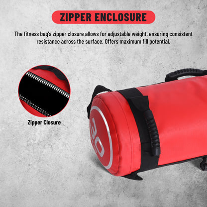 Endless Premium Power Bag with Multi-Position Handles and Zipper | Sand and Leather | for Weight Training, Yoga, Heavy Duty Training, and Gym Workouts