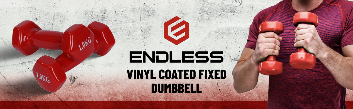 Endless دمبل ثابت مطلي بالفينيل لا نهاية له لتمارين الصالة الرياضية | الخامة: حديد بطبقة من الفينيل | أوزان للنساء والرجال