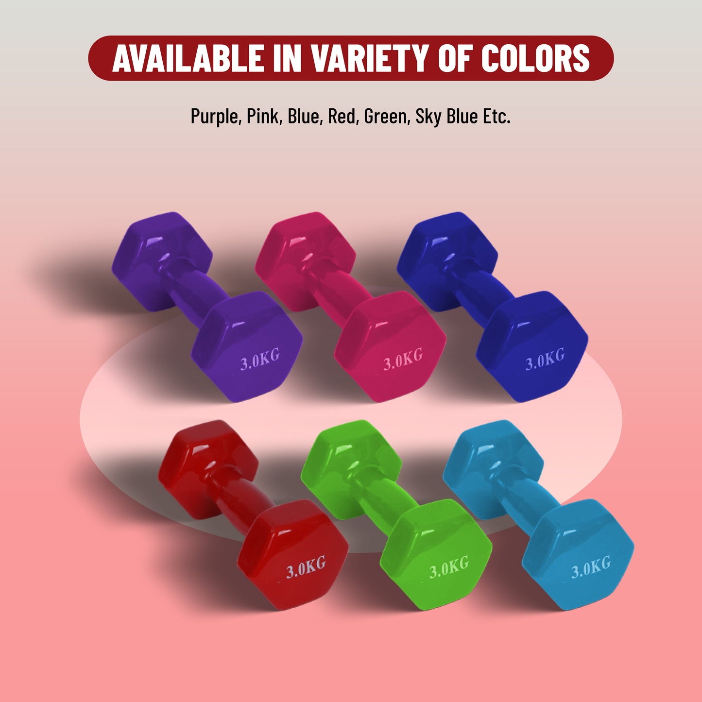 Endless دمبل ثابت مطلي بالفينيل لا نهاية له لتمارين الصالة الرياضية | الخامة: حديد بطبقة من الفينيل | أوزان للنساء والرجال