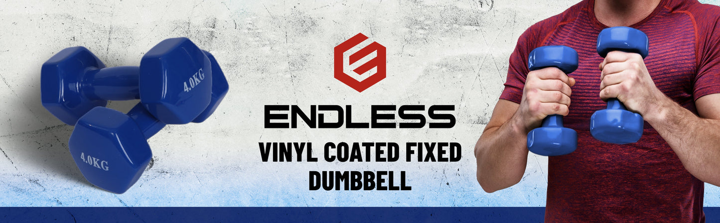 Endless دمبل ثابت مطلي بالفينيل لا نهاية له لتمارين الصالة الرياضية | الخامة: حديد بطبقة من الفينيل | أوزان للنساء والرجال