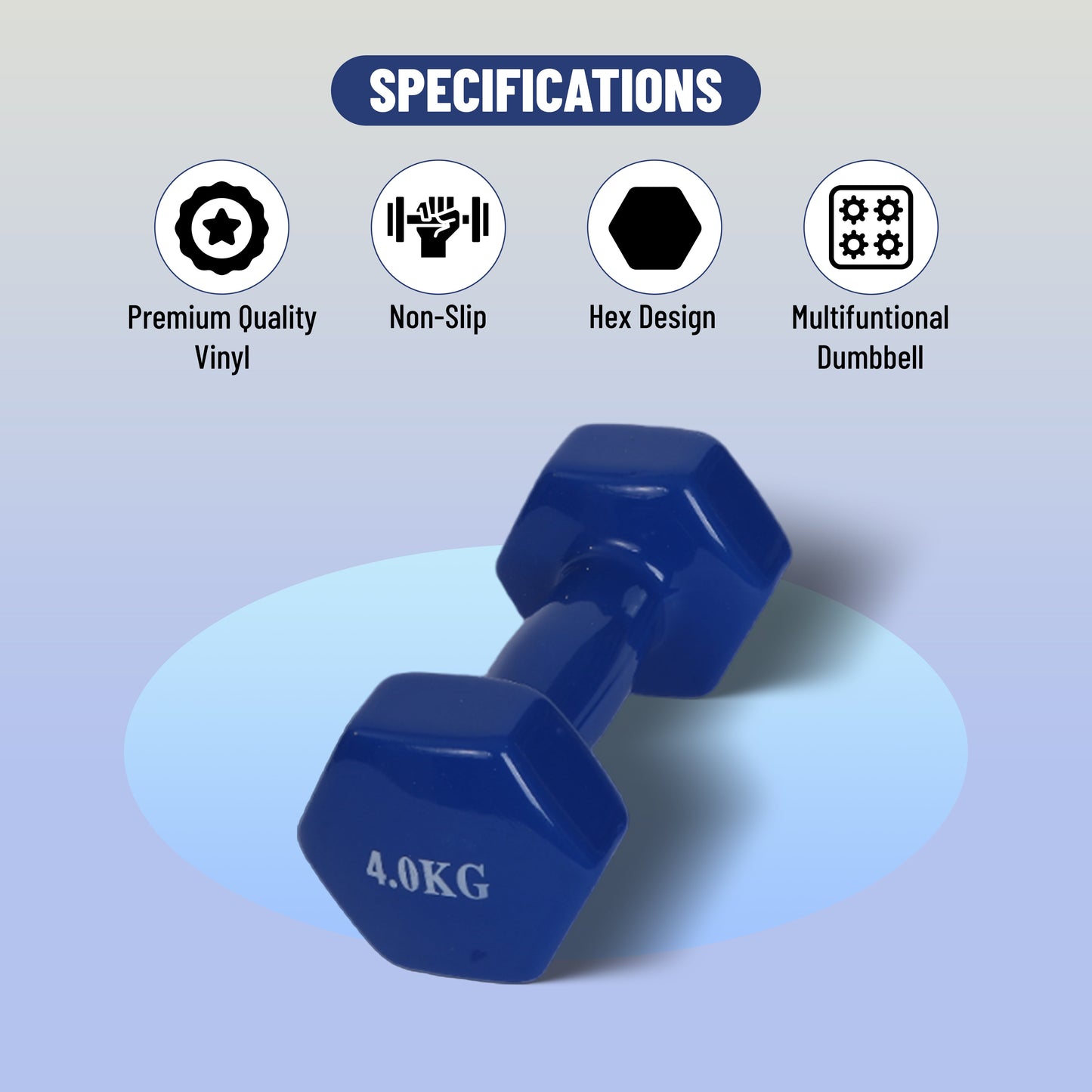 Endless دمبل ثابت مطلي بالفينيل لا نهاية له لتمارين الصالة الرياضية | الخامة: حديد بطبقة من الفينيل | أوزان للنساء والرجال