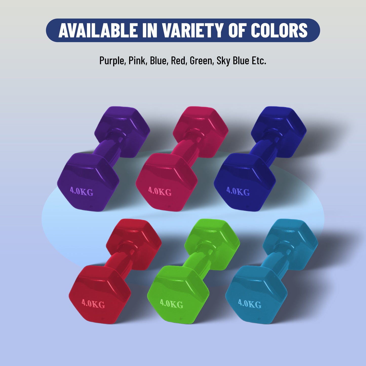 Endless دمبل ثابت مطلي بالفينيل لا نهاية له لتمارين الصالة الرياضية | الخامة: حديد بطبقة من الفينيل | أوزان للنساء والرجال