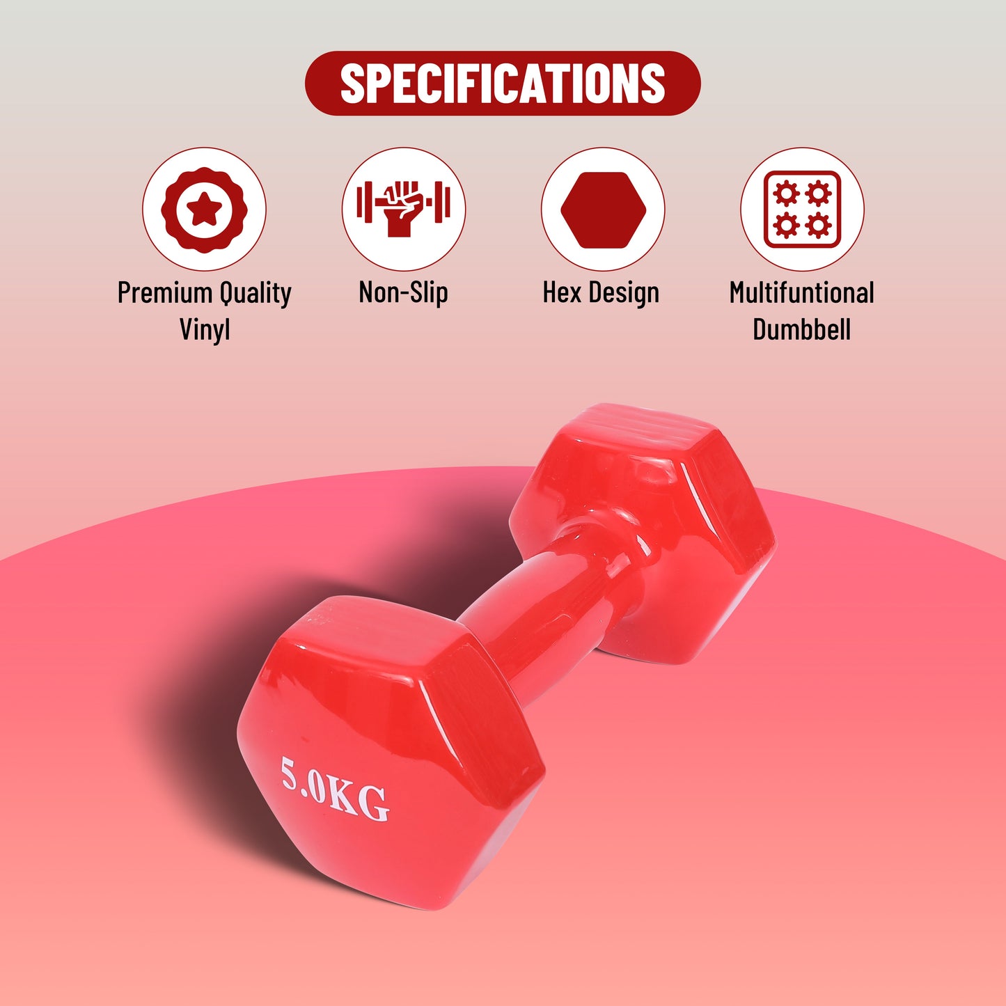 Endless دمبل ثابت مطلي بالفينيل لا نهاية له لتمارين الصالة الرياضية | الخامة: حديد بطبقة من الفينيل | أوزان للنساء والرجال