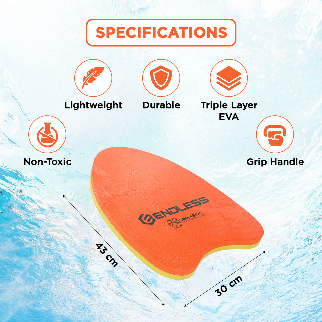 Endless EL1013 Ergonomic Design Kickboard | Material: Vinyl Acetate Foam | Swimming Training Floats for Beginners | Floating Cushions for Kids and Adults
