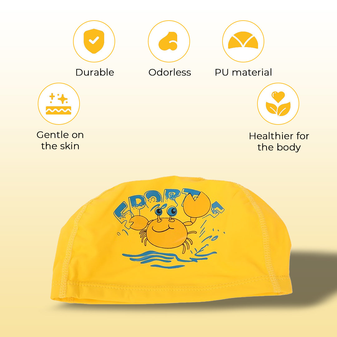 Endless EL1017 Comfortable Polyurethane Swimming Cap | Material: Polyurethane | Flexible Waterproof Swimming Cap for Long and Short Hair with Thick Brim | for Kids