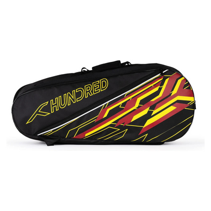 HUNDRED Two Step Badminton and Tennis Racquet Kit Bag (Navy, Medium/6in1) | Polyester | Multiple Compartment with Side Pouch | Easy-Carry Handle | Padded Back Straps | Front Zipper Pocket
