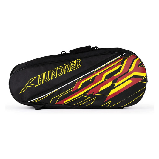 HUNDRED Two Step Badminton and Tennis Racquet Kit Bag (Navy, Medium/6in1) | Polyester | Multiple Compartment with Side Pouch | Easy-Carry Handle | Padded Back Straps | Front Zipper Pocket
