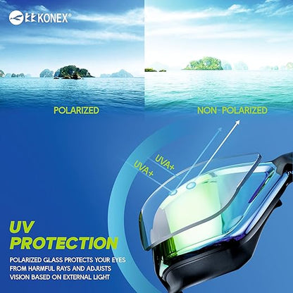 نظارات سباحة KONEX المضادة للضباب عالية الجودة للرجال والنساء مع حماية من الأشعة فوق البنفسجية | تأتي مع سدادات أذن ودبوس أنف | مثالية للأطفال والكبار