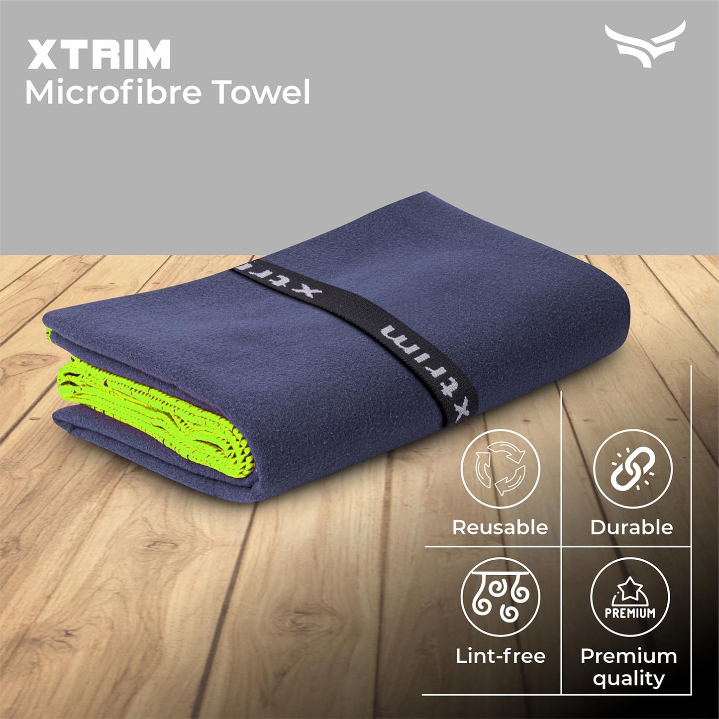 منشفة XTRIM من الألياف الدقيقة لمنشفة الحمام، منشفة الصالة الرياضية، المنتجع الصحي، السباحة، قماش، سريعة الجفاف، فائقة الامتصاص، خفيفة الوزن، خالية من النسالة، قابلة لإعادة الاستخدام، مقاومة للروائح (أزرق داكن)