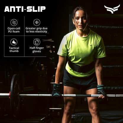 قفازات XTRIM xMacho للرجال والنساء مع حزام دعم للمعصم، قفازات نصف أصابع لرفع الأثقال، حزام معصم للأثقال، التمارين الرياضية والتمارين في صالة الألعاب الرياضية