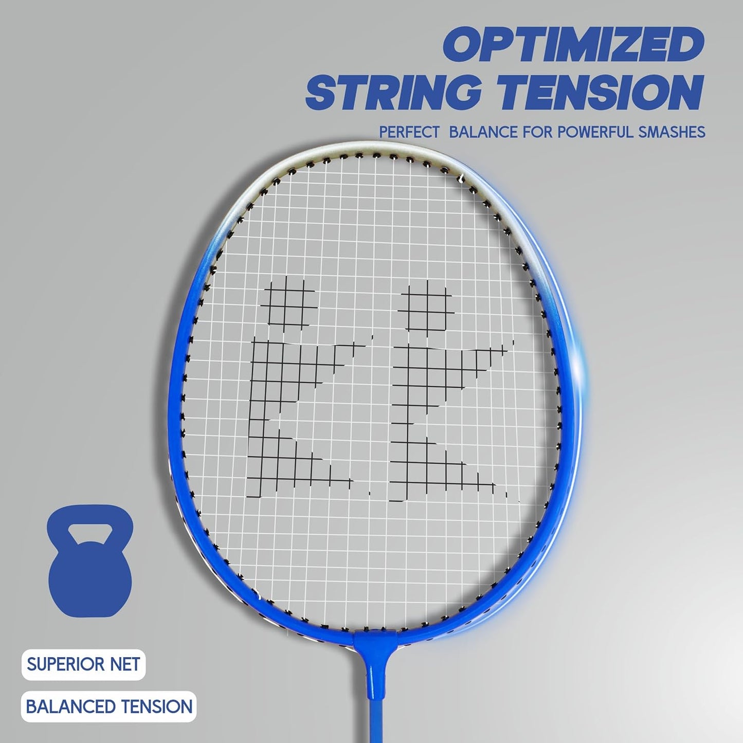 مضرب تنس الريشة Konex خفيف الوزن مصنوع من الألومنيوم المركب مع غطاء مجاني | للمبتدئين واللاعبين المتوسطين (عبوة من 2)