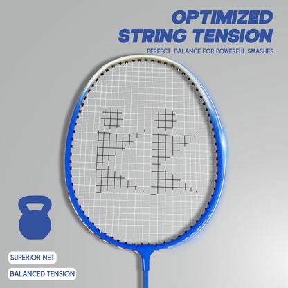 مضرب تنس الريشة Konex خفيف الوزن مصنوع من الألومنيوم المركب مع غطاء مجاني | للمبتدئين واللاعبين المتوسطين (عبوة من 2)