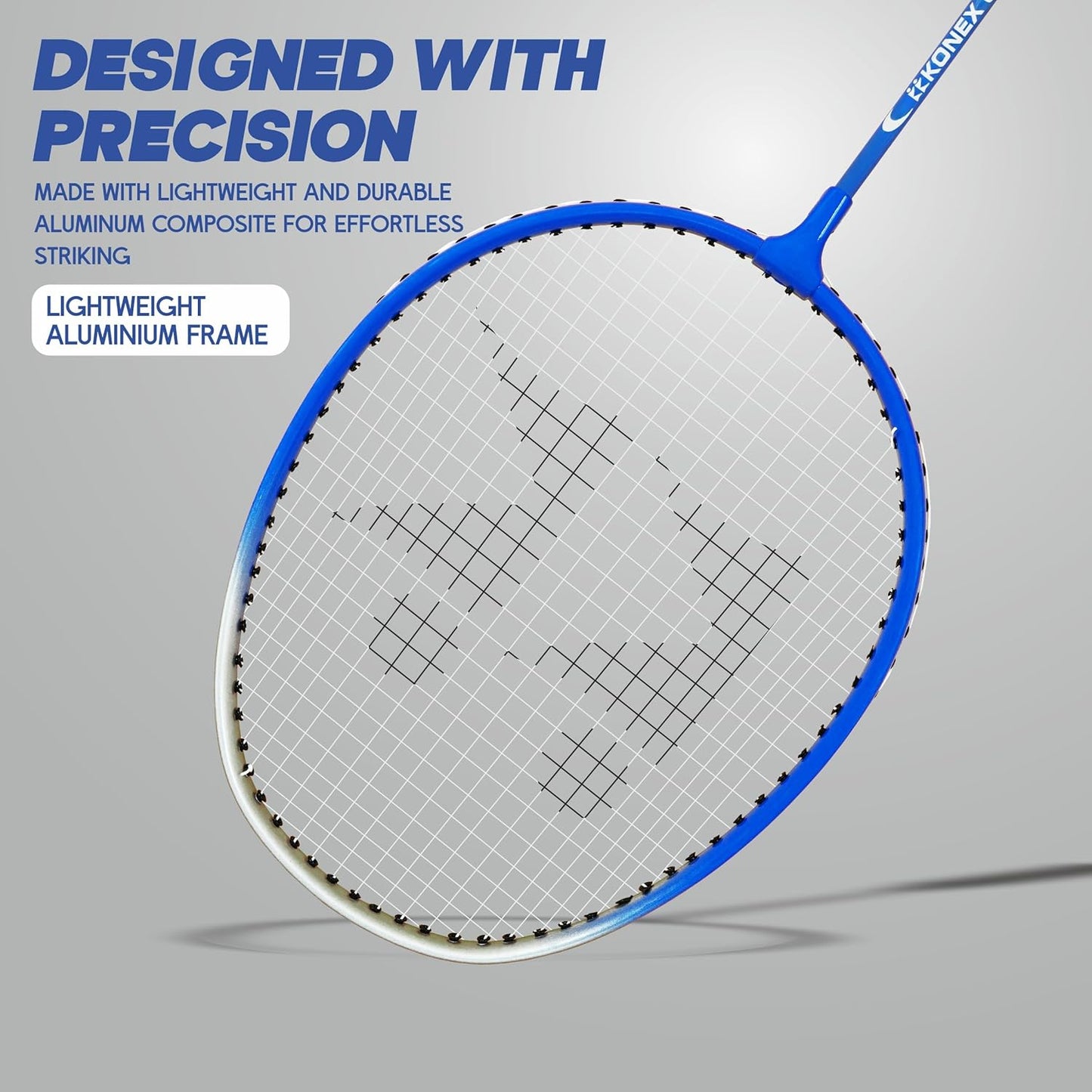 مضرب تنس الريشة Konex خفيف الوزن مصنوع من الألومنيوم المركب مع غطاء مجاني | للمبتدئين واللاعبين المتوسطين (عبوة من 2)