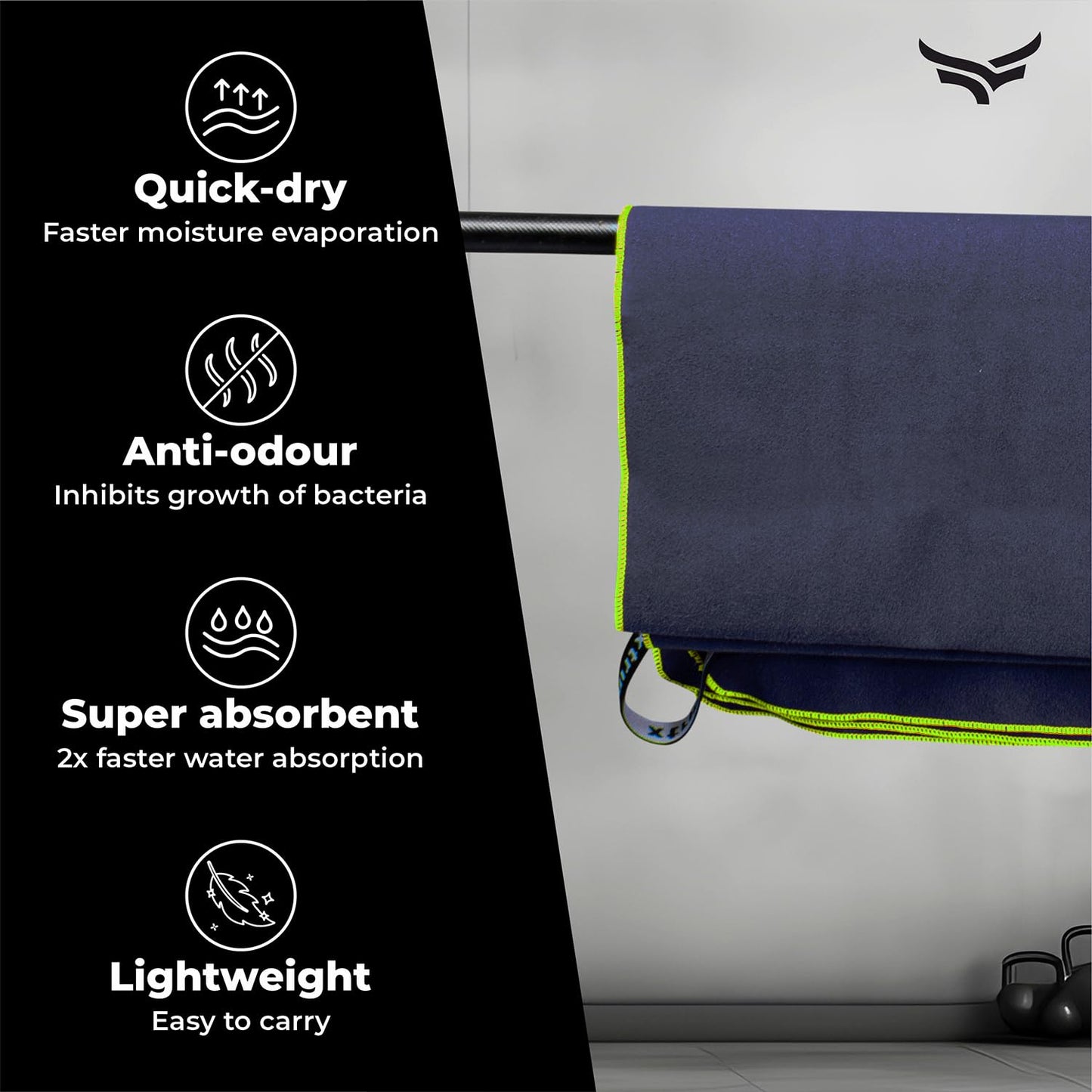 منشفة XTRIM من الألياف الدقيقة لمنشفة الحمام، منشفة الصالة الرياضية، المنتجع الصحي، السباحة، قماش، سريعة الجفاف، فائقة الامتصاص، خفيفة الوزن، خالية من النسالة، قابلة لإعادة الاستخدام، مقاومة للروائح (أزرق داكن)