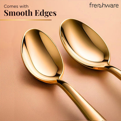 أدوات مائدة Frenchware (مجموعة من 6 ملاعق من الفولاذ المقاوم للصدأ)، آمنة 100% على الطعام، غير سامة، مقاومة للصدأ، آمنة للغسل في غسالة الأطباق، مجموعة هدايا مثالية لجميع المناسبات