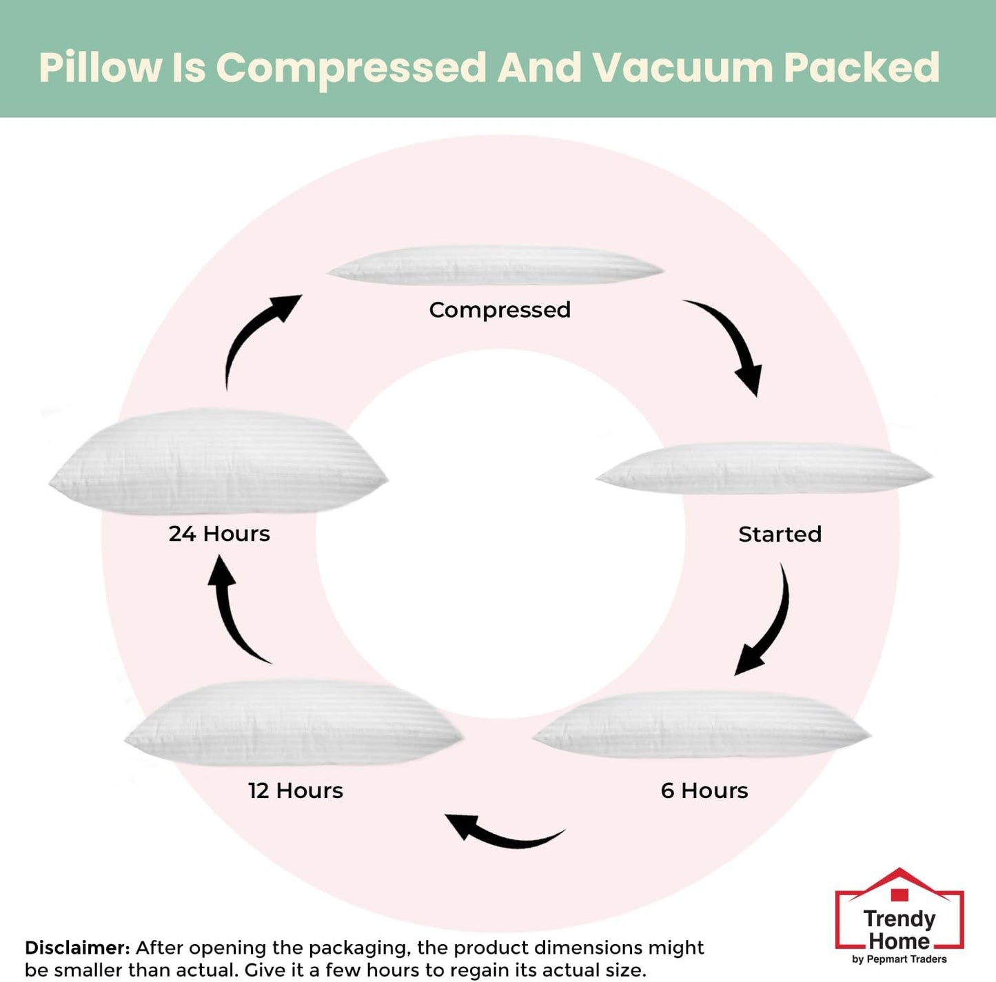 مجموعة من 2 وسائد زخرفية مضادة للحساسية من Trendy Home للاستخدام المنزلي والمكتبي، حشوة/حشوة وسائد زخرفية (بيضاء، بوليستر)