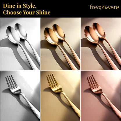 أدوات مائدة Frenchware (مجموعة من 6 ملاعق من الفولاذ المقاوم للصدأ)، آمنة 100% على الطعام، غير سامة، مقاومة للصدأ، آمنة للغسل في غسالة الأطباق، مجموعة هدايا مثالية لجميع المناسبات