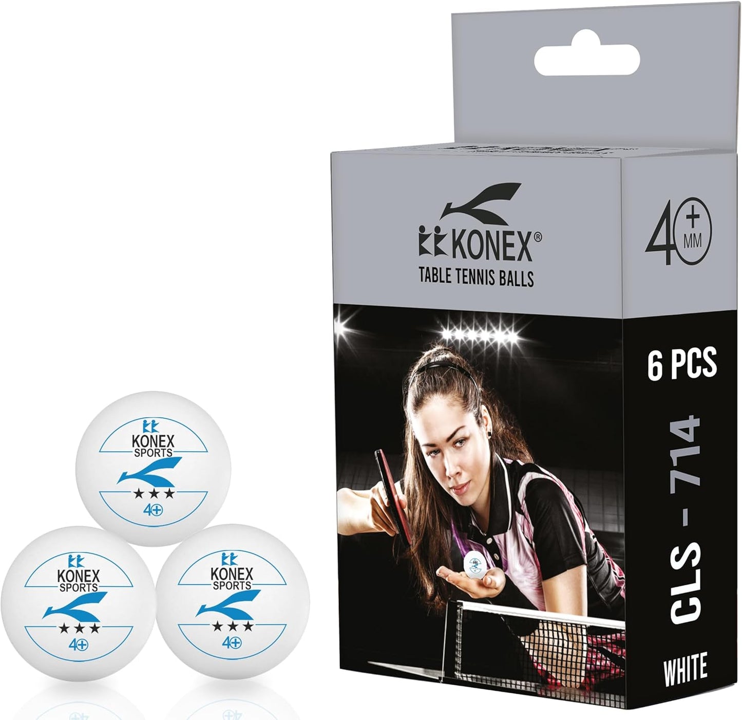 حزمة كرات تنس الطاولة البلاستيكية KONEX 40+ كرات ABS TT عالية الأداء 3 نجوم للمباريات الاحترافية والتدريب | مثالية للبالغين والأطفال