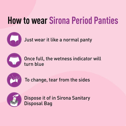 سراويل داخلية للفتيات والنساء من Sirona  عبوة من 5 قطع  تغطية 360 درجة لفترات حيض خالية من التوتر | حماية من التسرب في حالات التدفق الغزير | خالية من الطفح الجلدي | فائقة الامتصاص ومريحة عند الارتداء