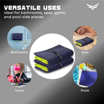 منشفة XTRIM من الألياف الدقيقة لمنشفة الحمام، منشفة الصالة الرياضية، المنتجع الصحي، السباحة، قماش، سريعة الجفاف، فائقة الامتصاص، خفيفة الوزن، خالية من النسالة، قابلة لإعادة الاستخدام، مقاومة للروائح (أزرق داكن)