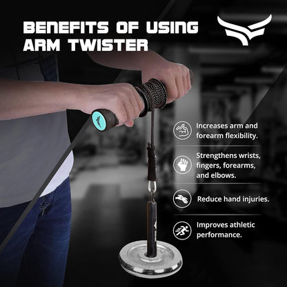 XTRIM Forearm Blaster - Arm Twister (يدعم 100 كجم) مع مقابض مخدرة مانعة للانزلاق وحبل ودبوس تحميل لممارسة تمارين اليد وتقوية العضلات وتدريب الذراعين