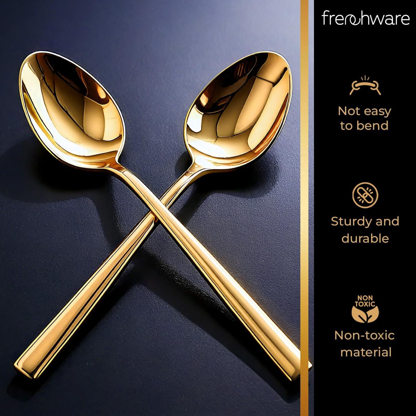 أدوات مائدة Frenchware (مجموعة من 6 ملاعق من الفولاذ المقاوم للصدأ)، آمنة 100% على الطعام، غير سامة، مقاومة للصدأ، آمنة للغسل في غسالة الأطباق، مجموعة هدايا مثالية لجميع المناسبات