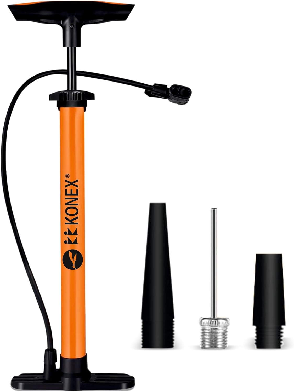 مضخة هواء محمولة من Konex مزودة بإبرة وصمام مزدوج | مقبض مريح مع قاعدة متينة | مثالية لنفخ إطارات الدراجات والكرات الرياضية وأطواق السباحة والبالونات