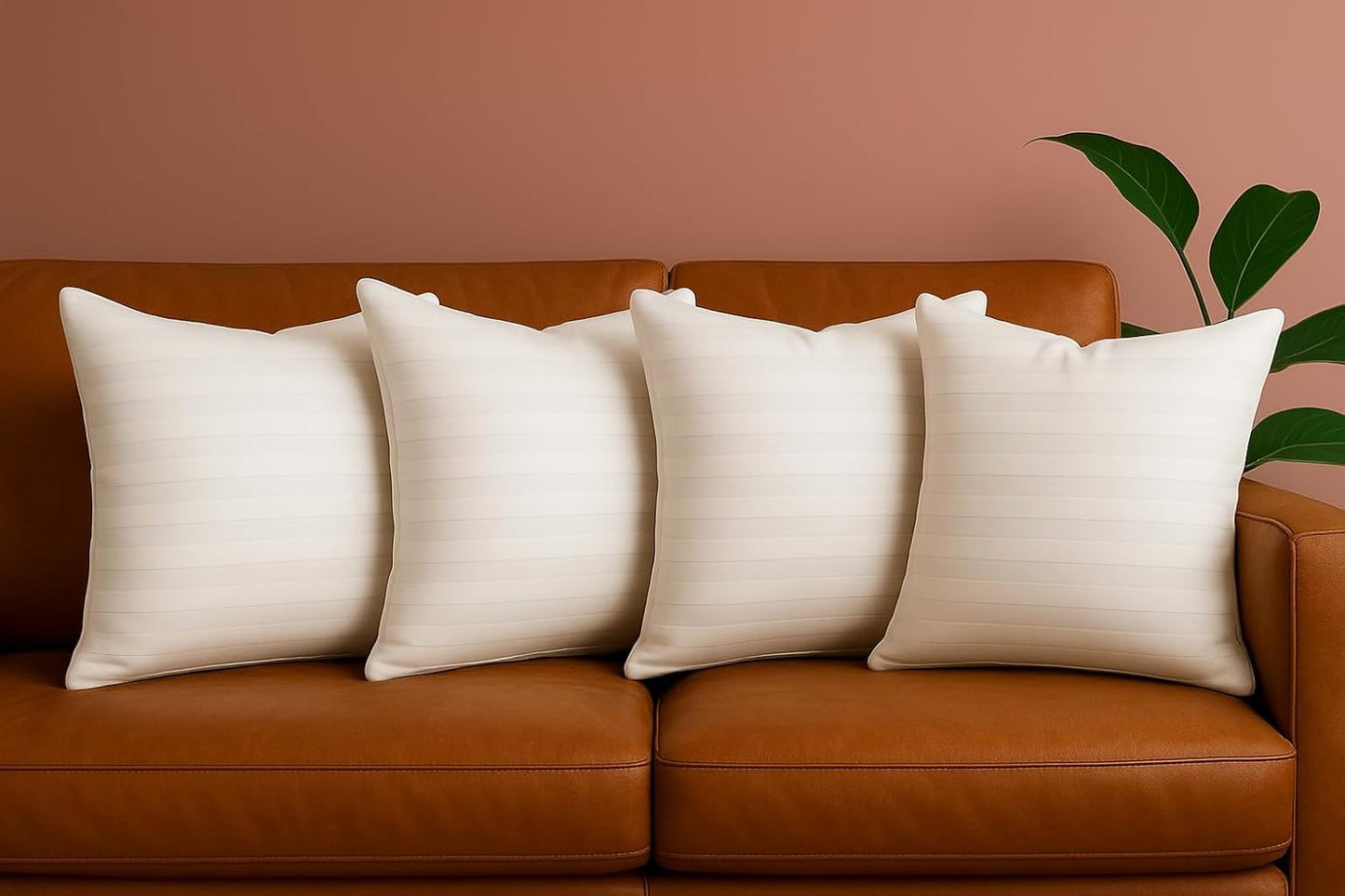 مجموعة من 4 وسائد زخرفية مضادة للحساسية من Trendy Home للاستخدام المنزلي والمكتبي، حشوة/حشوة وسائد زخرفية (بيضاء، بوليستر، 4 قطع)