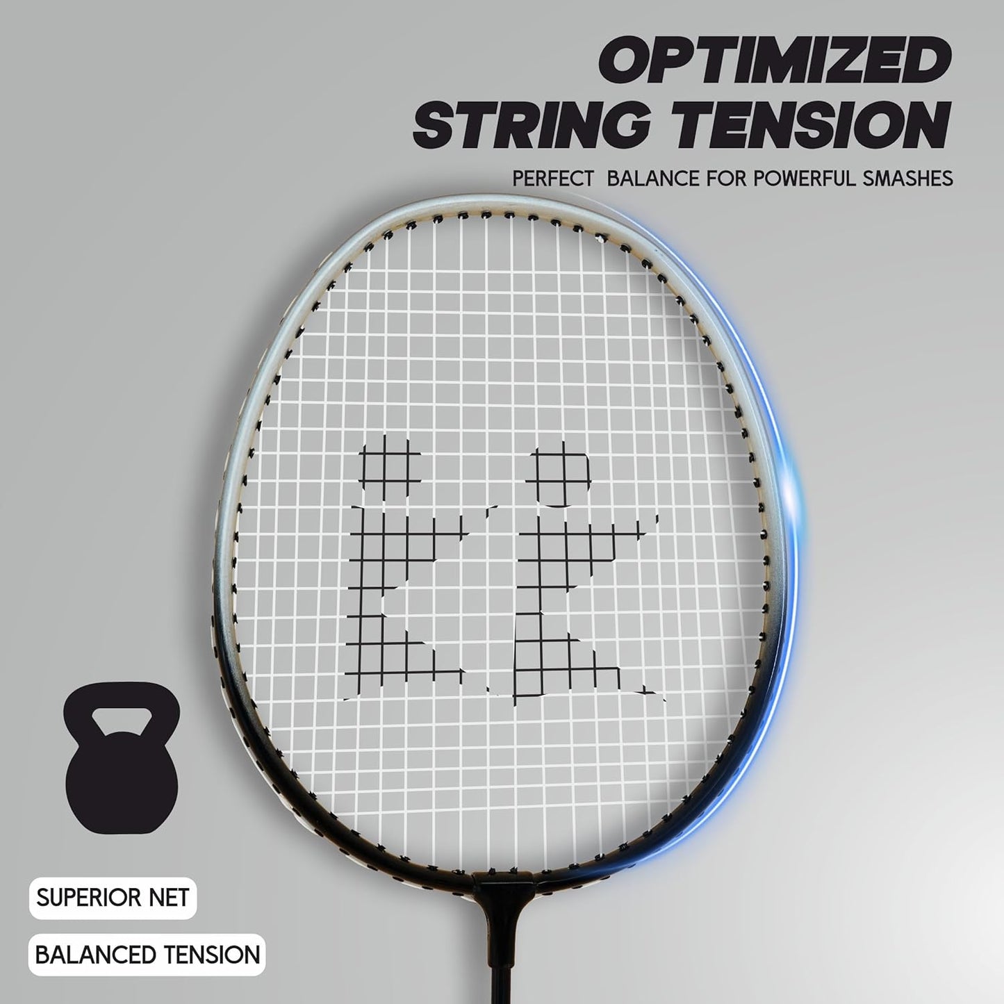 مضرب تنس الريشة Konex خفيف الوزن مصنوع من الألومنيوم المركب مع غطاء مجاني | للمبتدئين واللاعبين المتوسطين (عبوة من 2)