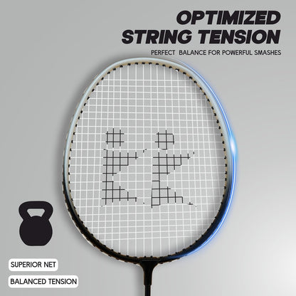 مضرب تنس الريشة Konex خفيف الوزن مصنوع من الألومنيوم المركب مع غطاء مجاني | للمبتدئين واللاعبين المتوسطين (عبوة من 2)